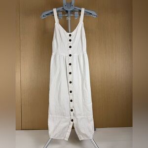 Universal Thread White Button-Front Midi Dress | Lined | Smocked Back | Size S